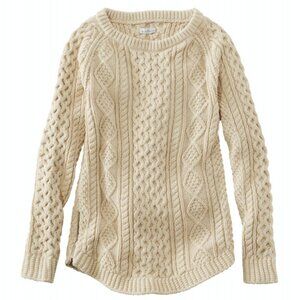 L.L. Bean- Signature cotton fisherman tunic sweater. Oatmeal. M